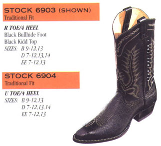 Tony Lama Black Bullhide Foot Black Kidd Top